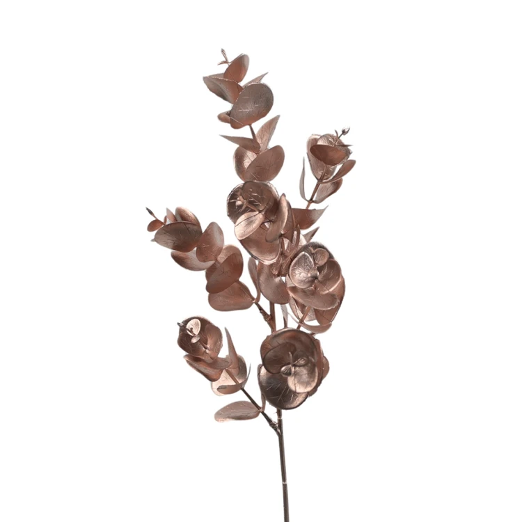 Sztuczna gałązka eukaliptus w kolorze różowym złocie 44 cm