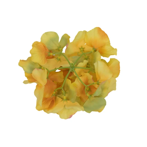 Sztuczna hortensja w kolorze żółto/zielonym 19 cm