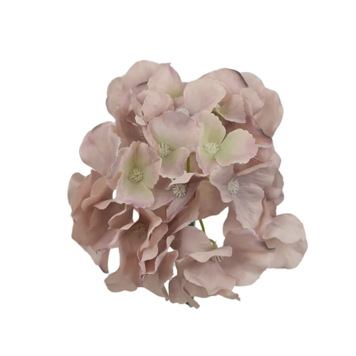 Sztuczna hortensja w kolorze jasno brązowym 19 cm