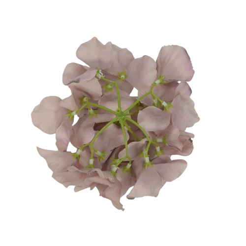 Sztuczna hortensja w kolorze jasno brązowym 19 cm