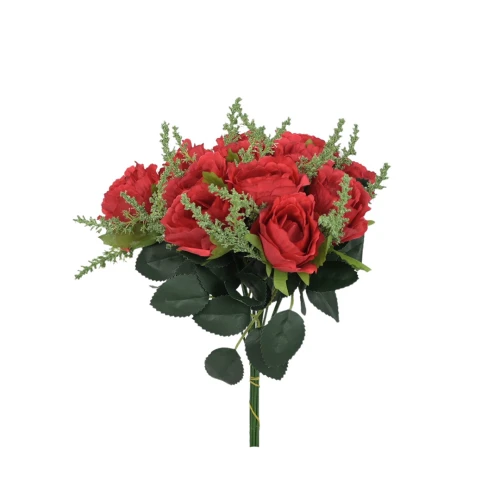 Sztuczna róża w pąku na łodydze w kolorze czerwonym 34 cm