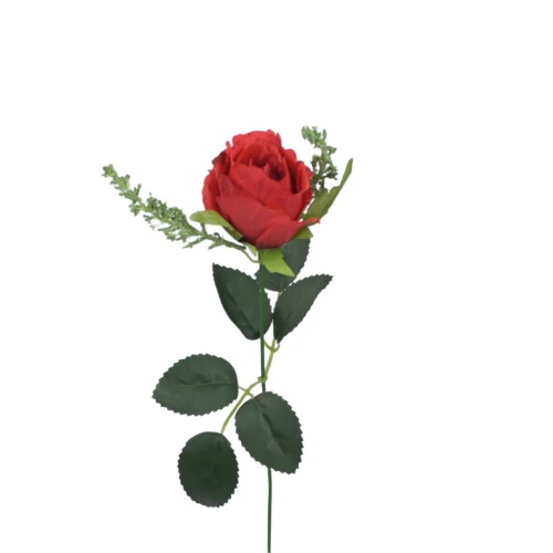 Sztuczna róża w pąku na łodydze w kolorze czerwonym 34 cm