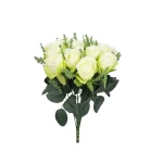 Sztuczna róża w pąku na piku w kolorze biało/zielonym 34 cm