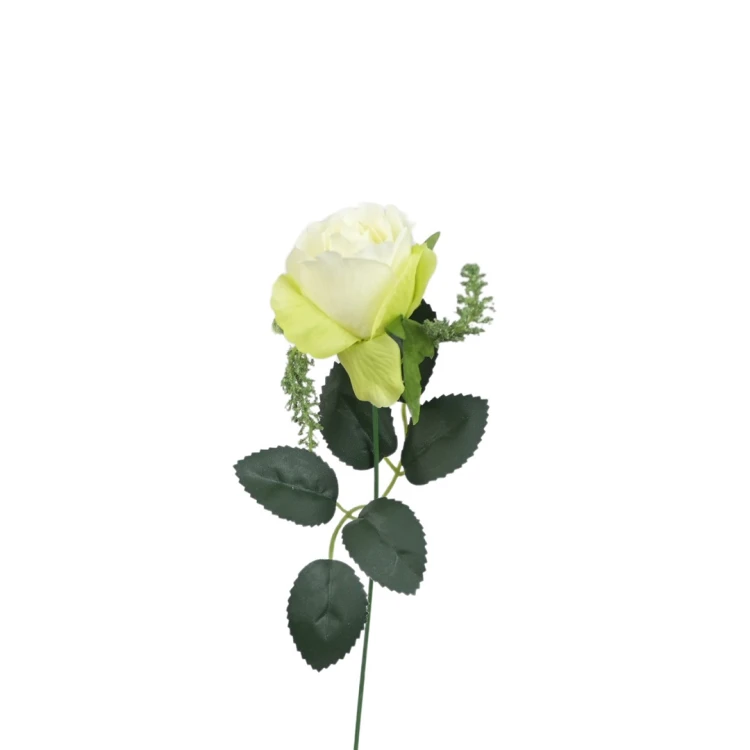 Sztuczna róża w pąku na piku w kolorze biało/zielonym 34 cm