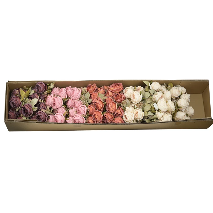 Karton bukietu róży x7 mix kolorów 44 cm