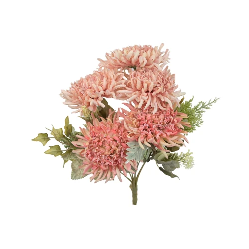 Sztuczny bukiet chryzantemy z dodatkami w kolorze różowym 40 cm