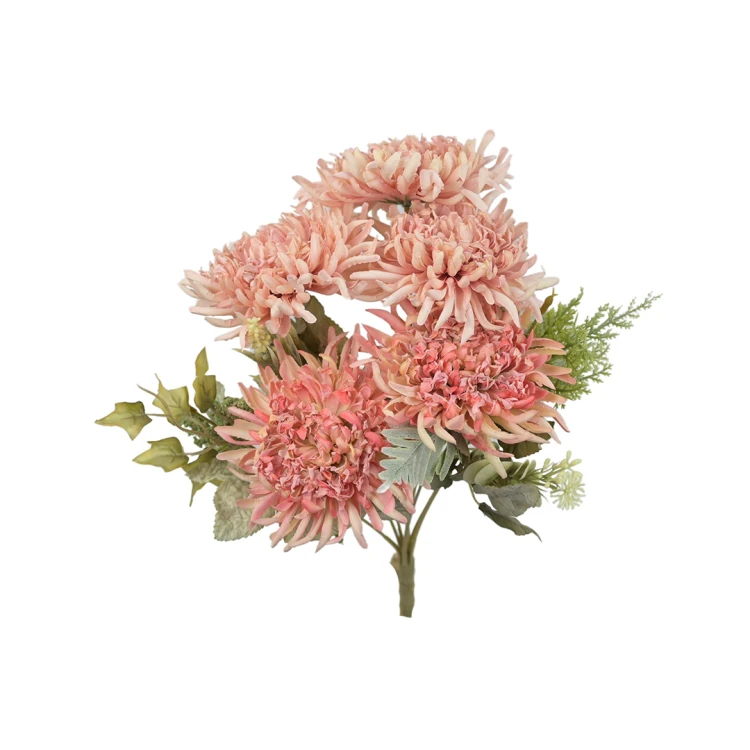 Sztuczny bukiet chryzantemy z dodatkami w kolorze różowym 40 cm