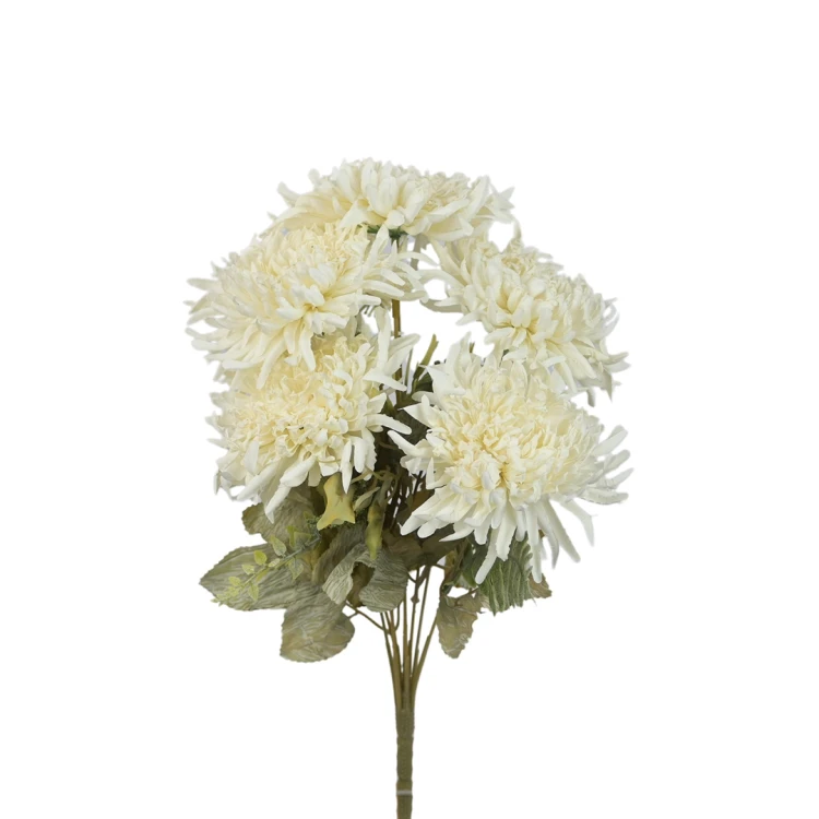 Sztuczny bukiet chryzantemy z dodatkami w kolorze białym 40 cm