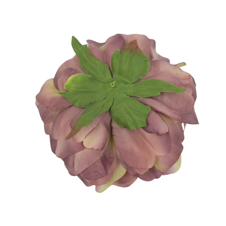 Sztuczna piwonia rozwinięta w kolorze brudnym fiołkowym 15 cm