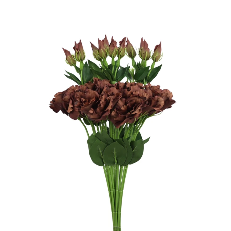 Sztuczna eustoma na piku w kolorze brązowym 50 cm