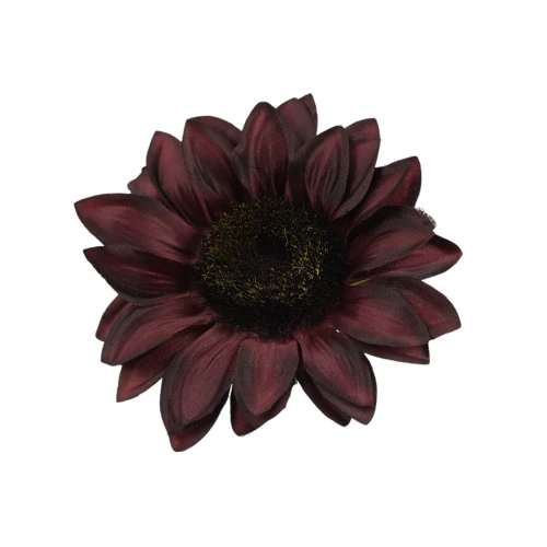 Sztuczny słonecznik w kolorze bordowym 13 cm
