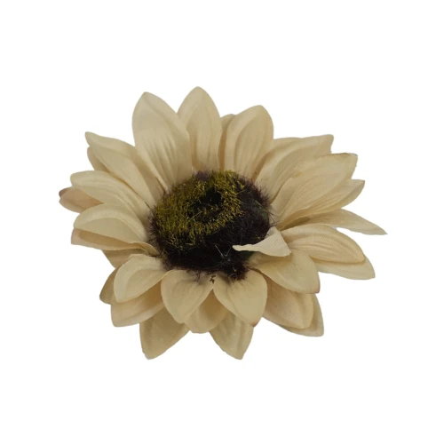 Sztuczny słonecznik w kolorze brudnym kremie 13 cm
