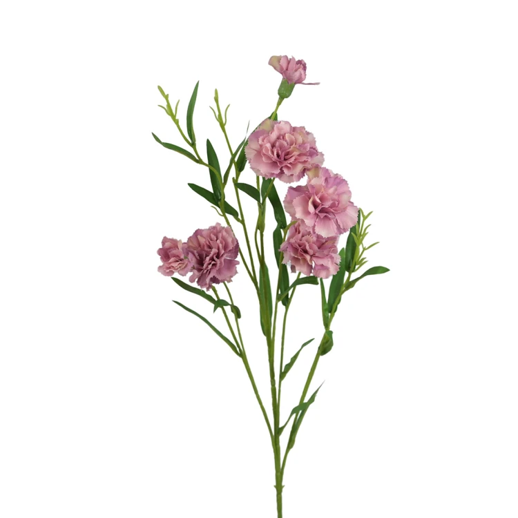 Sztuczny drobny gałązkowy goździk x6 w kolorze brudnym fiolecie 72 cm