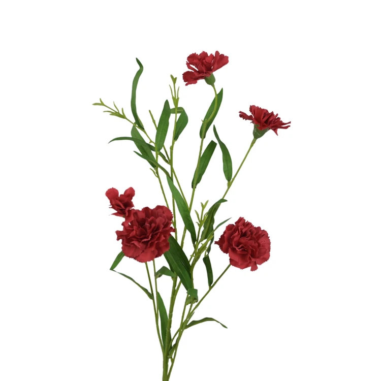 Sztuczny drobny gałązkowy goździk x6 w kolorze czerwonym 72 cm