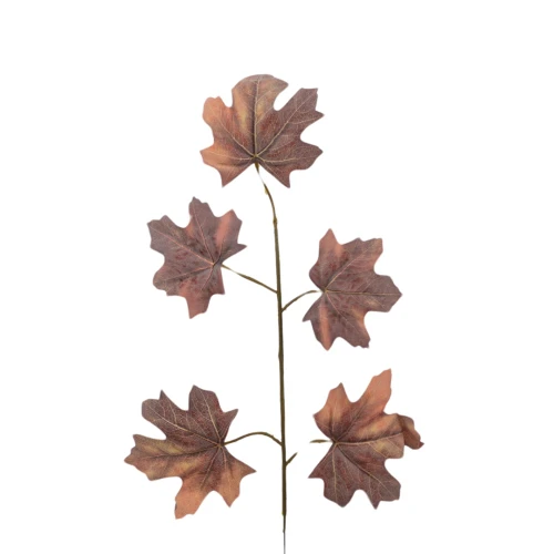 Sztuczny liść klonu w kolorze brązowo/pomarańczowym 55 cm