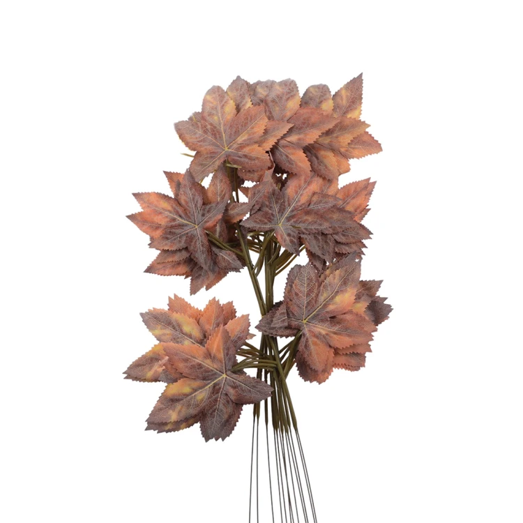 Sztuczny liść klonu w kolorze pomarańczowo/brązowym 55 cm