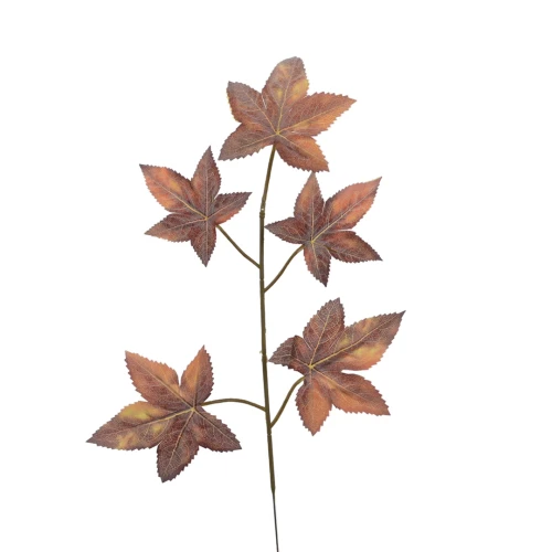 Sztuczny liść klonu w kolorze pomarańczowo/brązowym 55 cm