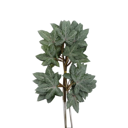 Sztuczny liść klonu w kolorze zielono/szarym 55 cm