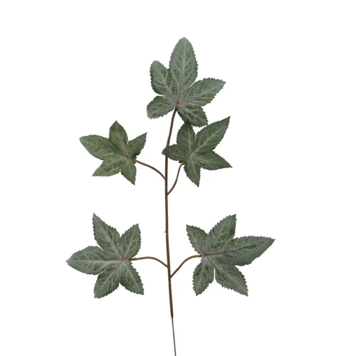 Sztuczny liść klonu w kolorze zielono/szarym 55 cm