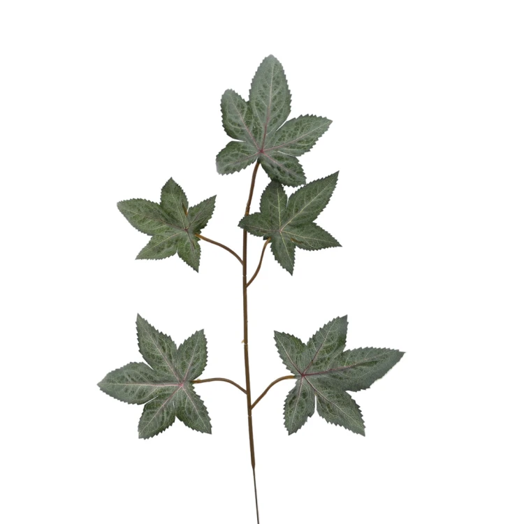 Sztuczny liść klonu w kolorze zielono/szarym 55 cm