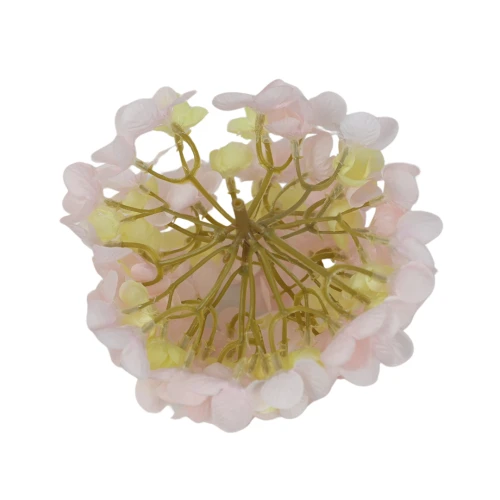 Kwiat sztuczny hortensja w kolorze różowo/zielonym 14 cm