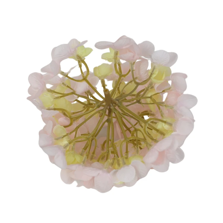 Kwiat sztuczny hortensja w kolorze różowo/zielonym 14 cm