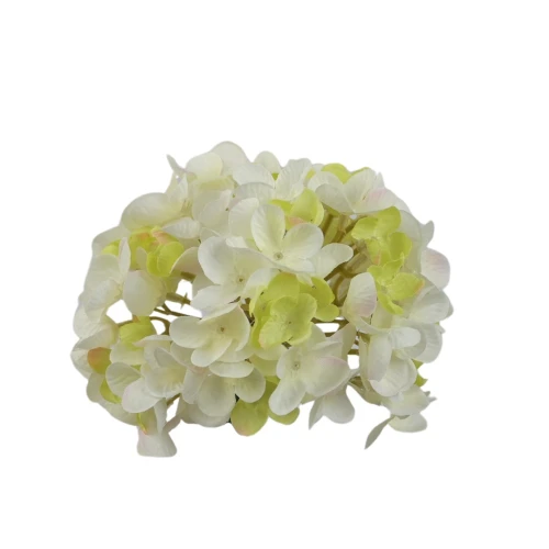 Kwiat sztuczny hortensja w kolorze biało/zielonym 14 cm