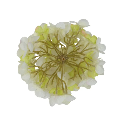 Kwiat sztuczny hortensja w kolorze biało/zielonym 14 cm