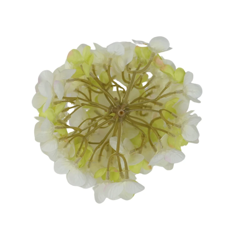 Kwiat sztuczny hortensja w kolorze biało/zielonym 14 cm