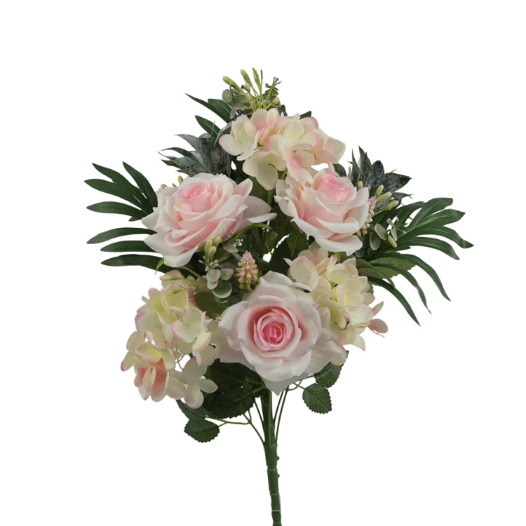 Sztuczny bukiet róży z dodatkami w kolorze różowym 52 cm