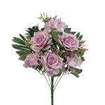 Sztuczny bukiet róży z dodatkami w kolorze fioletowym 52 cm