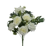 Sztuczny bukiet róży z dodatkami w kolorze białym 52 cm