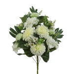 Sztuczny bukiet dalii z plastikowymi dodatkami w kolorze białym 60 cm