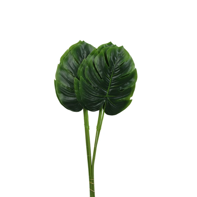 Sztuczny gumowy liść monstery w kolorze zielonym 51 cm