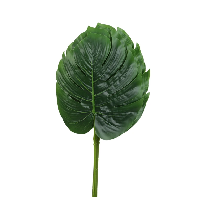 Sztuczny gumowy liść monstery w kolorze zielonym 57 cm