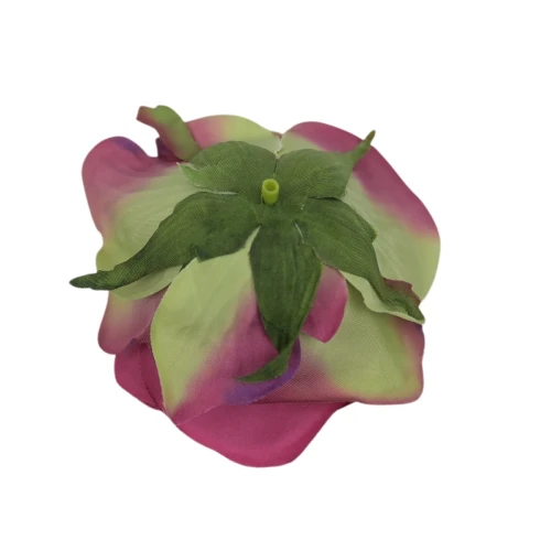 Sztuczna róża z listkiem w kolorze biskupim 10 cm