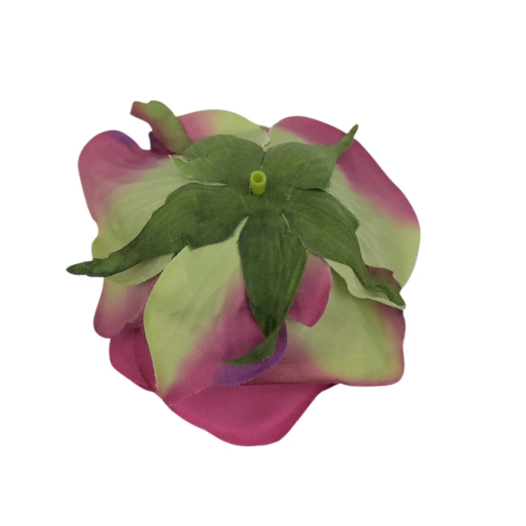 Sztuczna róża z listkiem w kolorze biskupim 10 cm