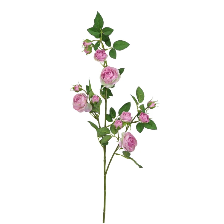 Kwiat sztuczny, gałązka dzikiej róży w kolorze cukierkowym różu 80 cm