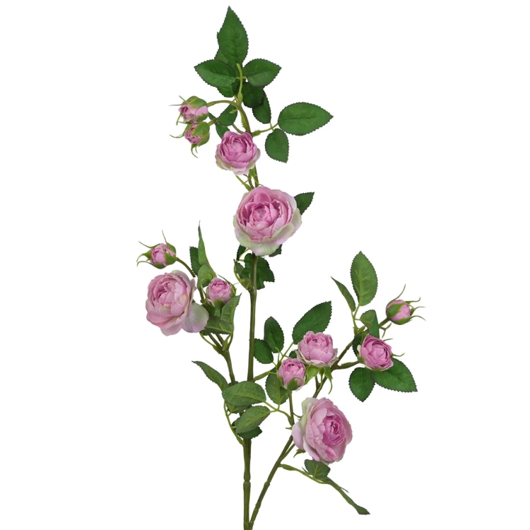 Kwiat sztuczny, gałązka dzikiej róży w kolorze cukierkowym różu 80 cm