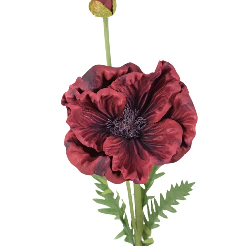 Sztuczny mak piankowy w kolorze bordowym 80 cm