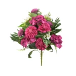 Sztuczny bukiet dalii z plastikowymi dodatkami w kolorze fuksji 60 cm