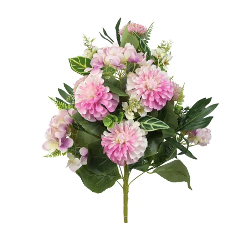 Sztuczny bukiet dalii z plastikowymi dodatkami w kolorze fioletowym 60 cm