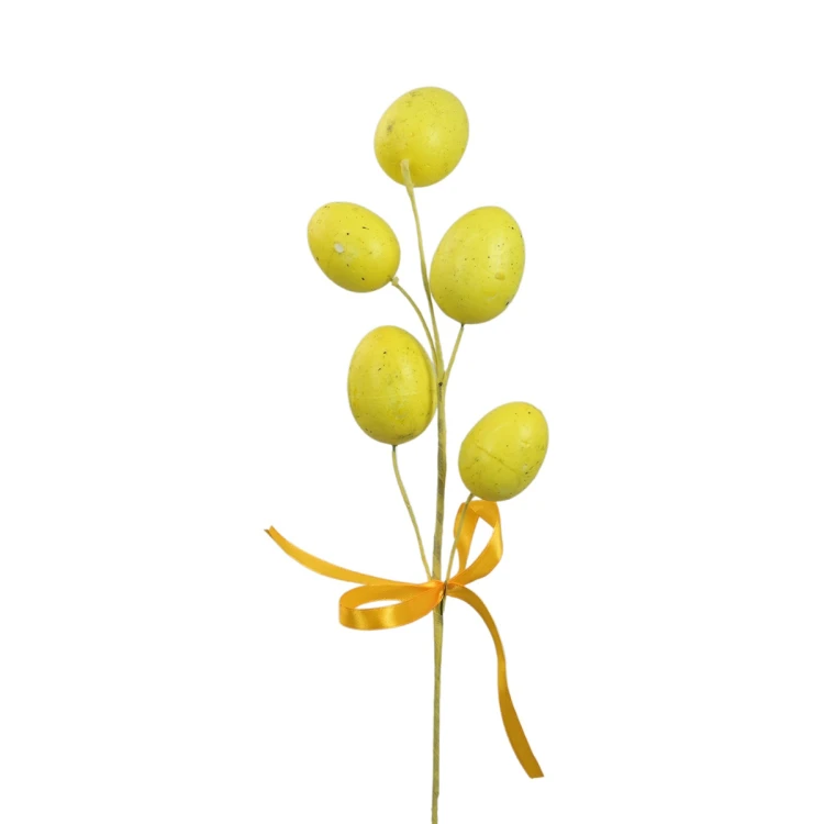 Sztuczny pik jajek ze wstążką w kolorze żółtym 42 cm