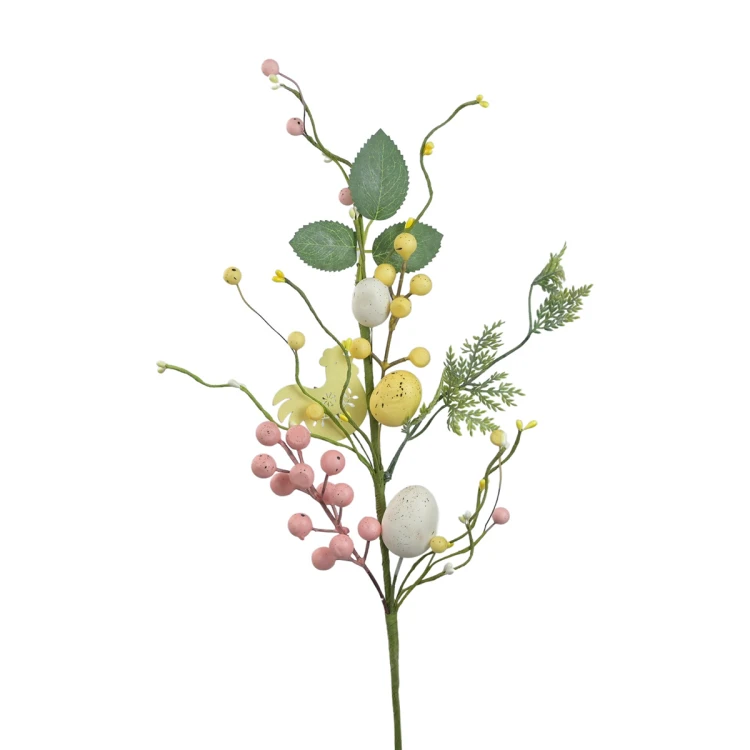 Sztuczny pik jajek z kurą w kolorze żółto/biało/różowym 52 cm