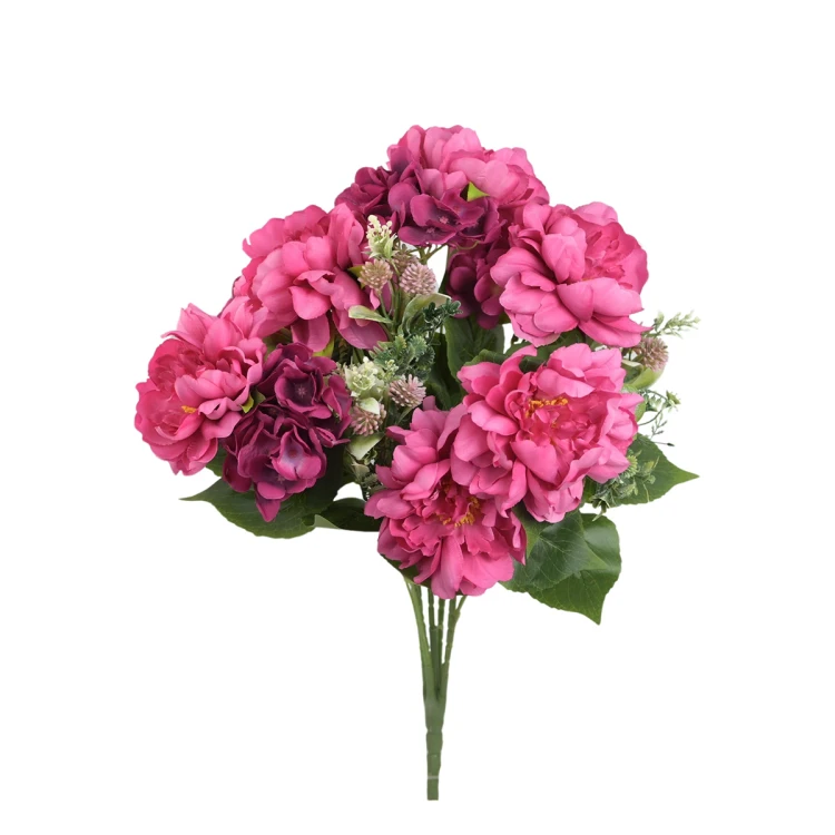 Sztuczny bukiet piwonii x5 w kolorze różowym 50 cm