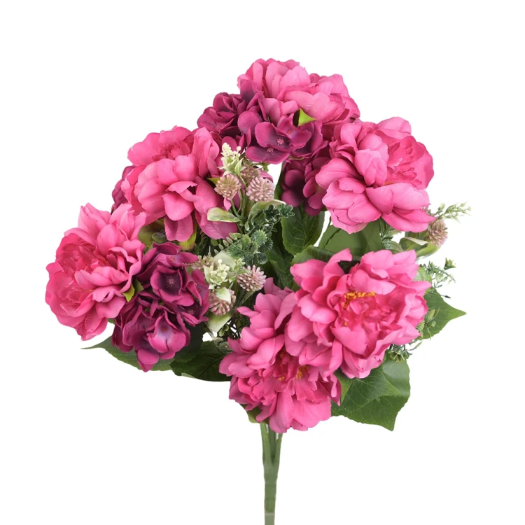 Sztuczny bukiet piwonii x5 w kolorze różowym 50 cm