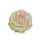 Sztuczna róża bułeczka w kolorze jasno różowo/zielonym 10 cm