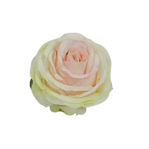 Sztuczna róża bułeczka w kolorze jasno różowo/zielonym 10 cm