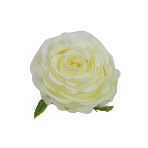 Sztuczna róża bułeczka w kolorze kremowo/zielonym 10 cm