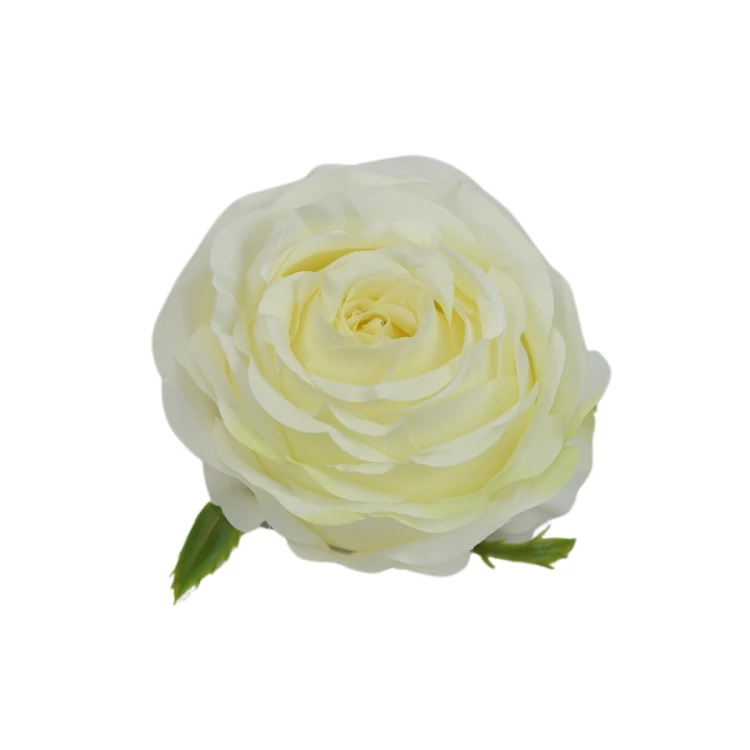 Sztuczna róża bułeczka w kolorze kremowo/zielonym 10 cm